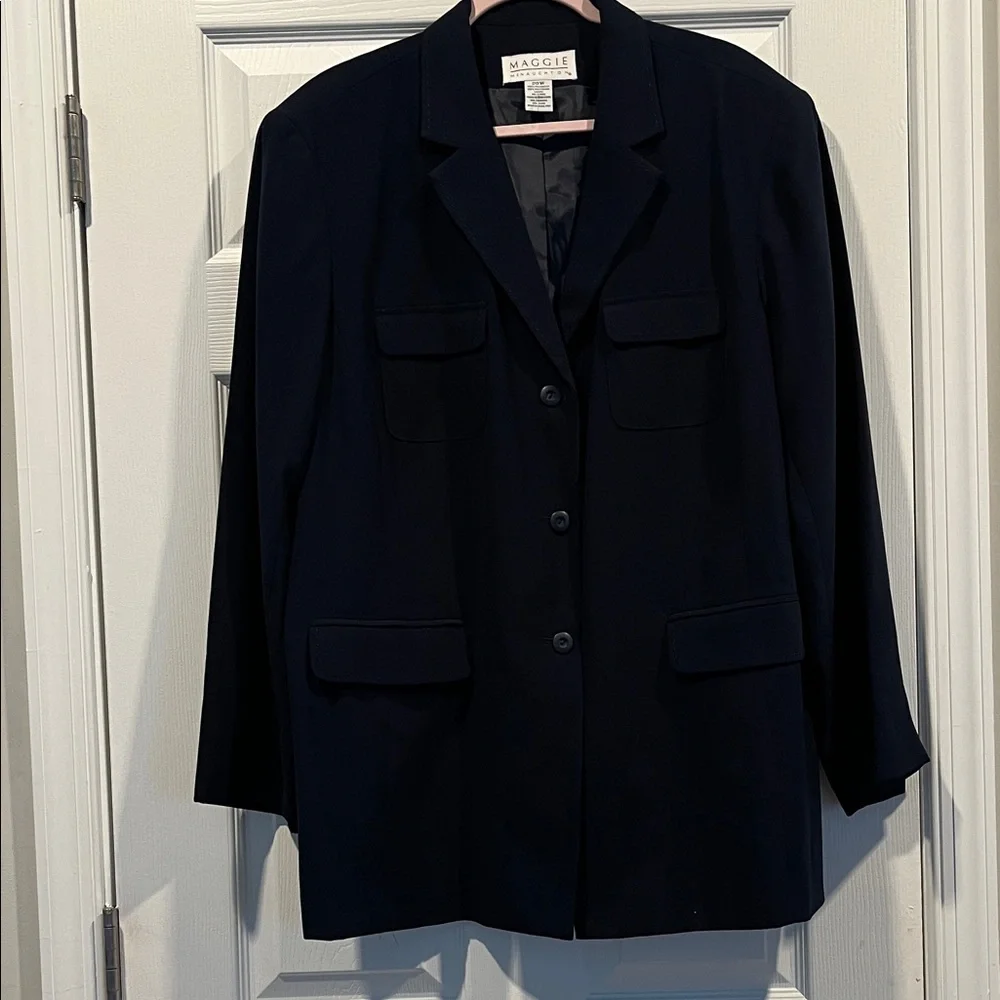 Elegant Women's Navy Blue Blazer Maggie Mcnaughton Business, Office WearSize 20W